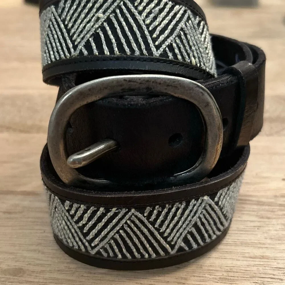 Lucky Brand rustic leather bohemian style black belt size M